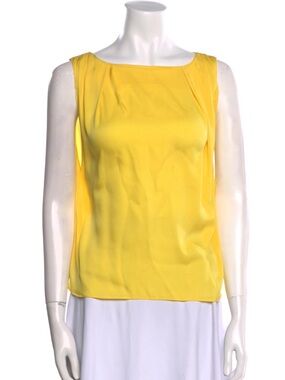 Alice + Olivia Women’s Bright Yellow Silk Pleated Sleeveless Tank Top Shirt Sz S